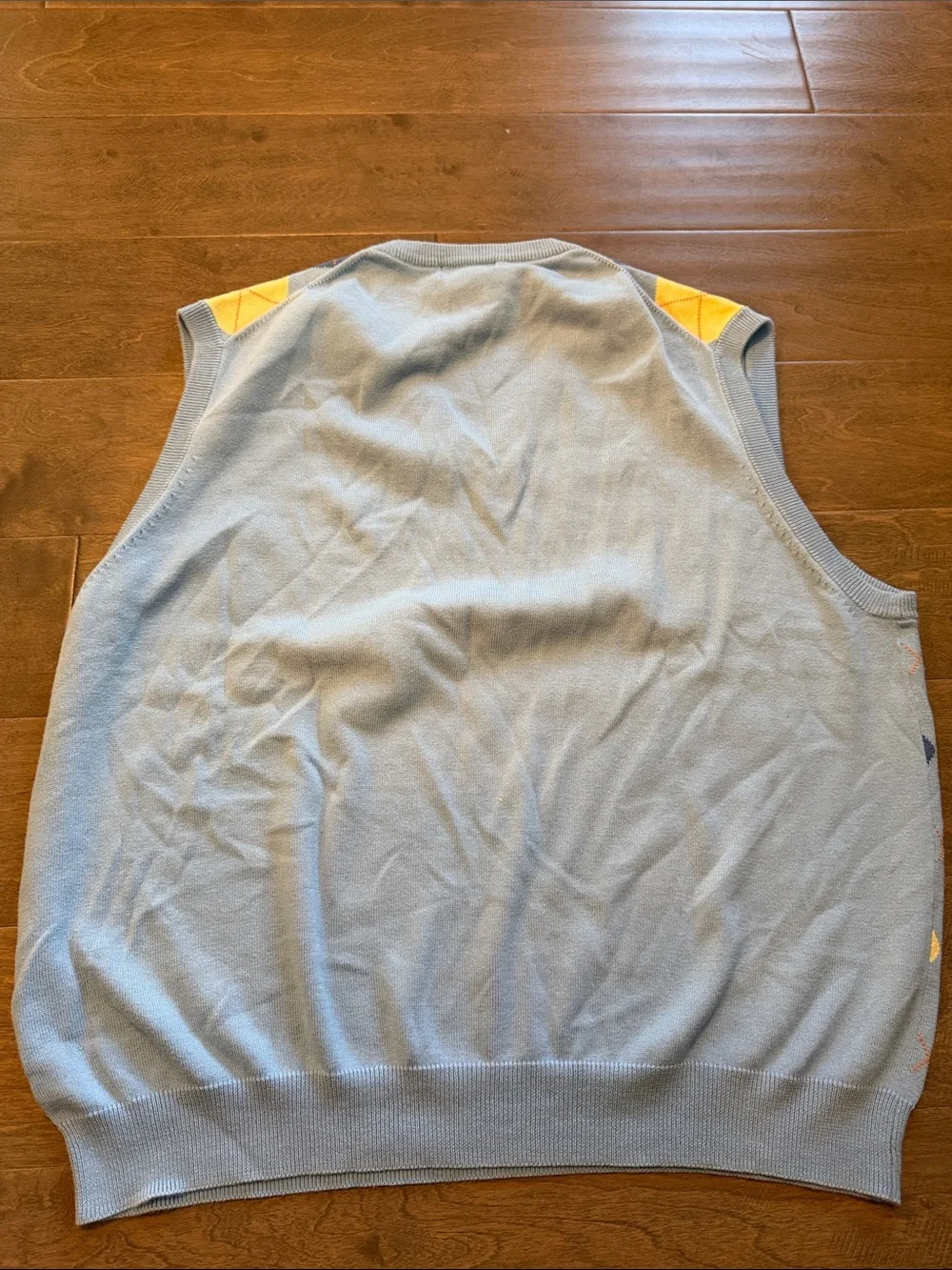 Brooks Brothers Light Blue, Navy & Yellow Argyle V-Neck Sweater Vest